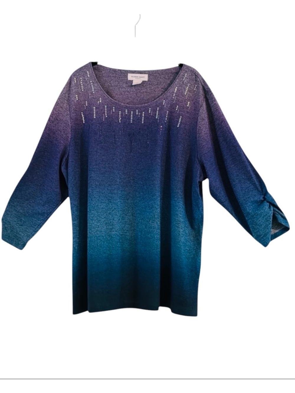 Allison Daley Chic Ombre Blue Embellished Knit Top Size 1X